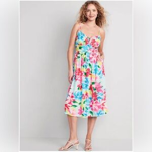 Old Navy fit and flare cami Floral Midi Dress size large adjustable straps